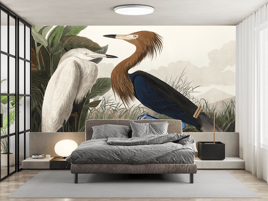 Purple Heron by J.J. Audubon Mural Wallpaper (SqM)