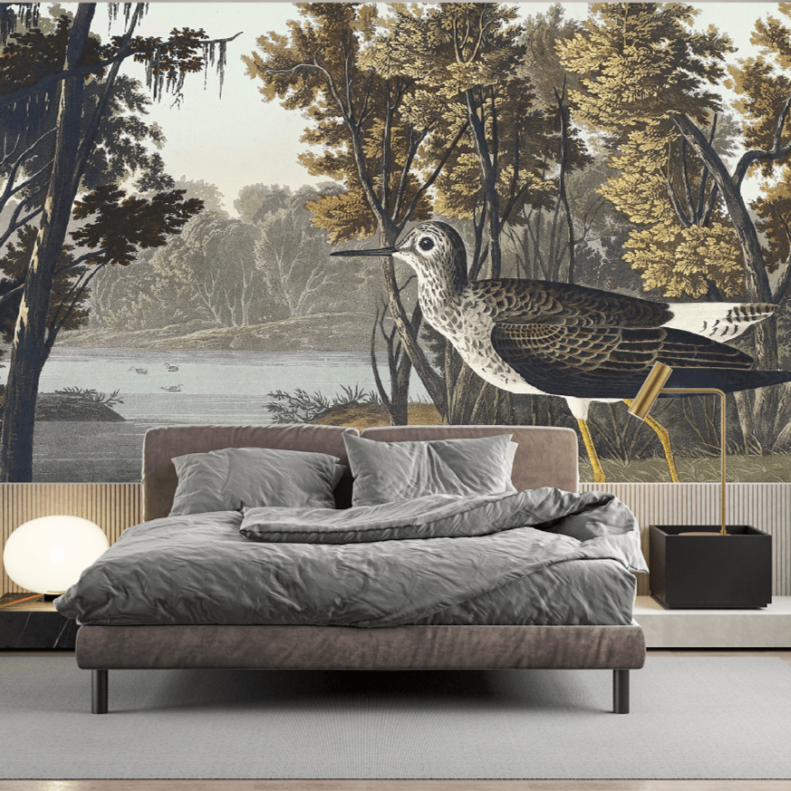 Yellow Shank by J.J. Audubon Mural Wallpaper (SqM)