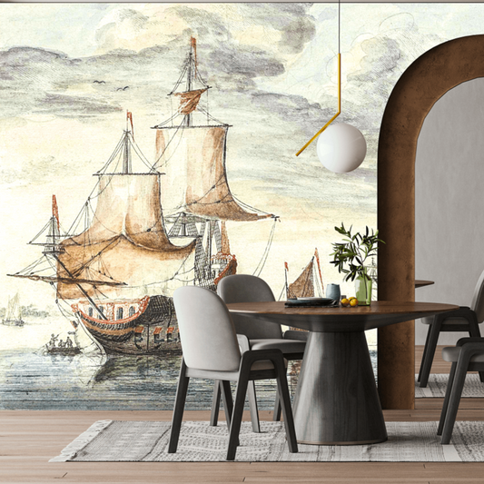 Ships on a Calm Sea Mural Wallpaper (SqM)