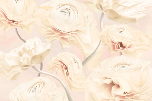 Pastel Large Flowers Mural Wallpaper (SqM)