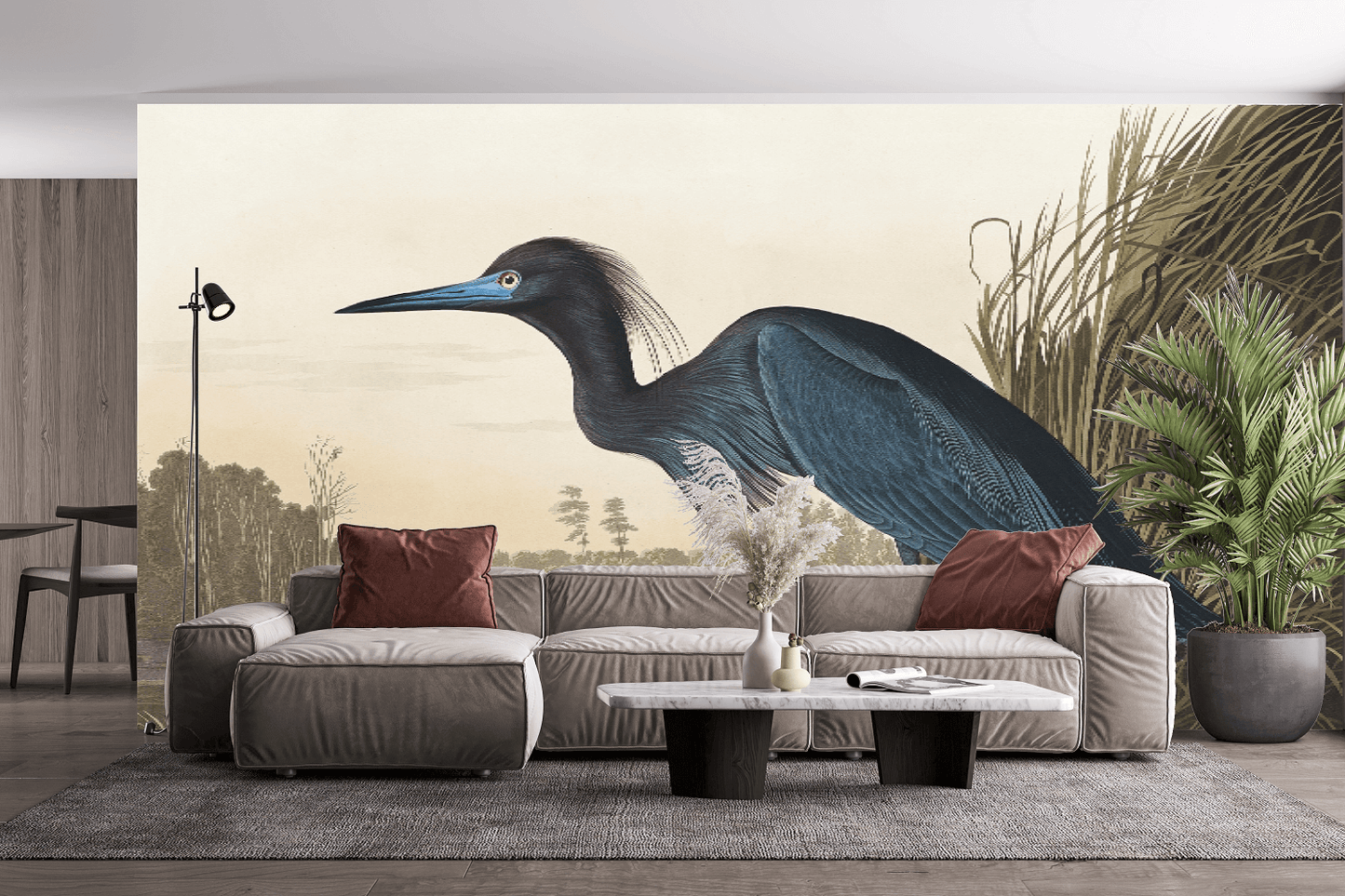 Blue Crane by J.J. Audubon Mural Wallpaper (SqM)