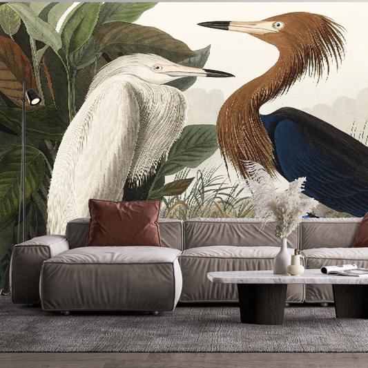 Purple Heron by J.J. Audubon Mural Wallpaper (SqM)