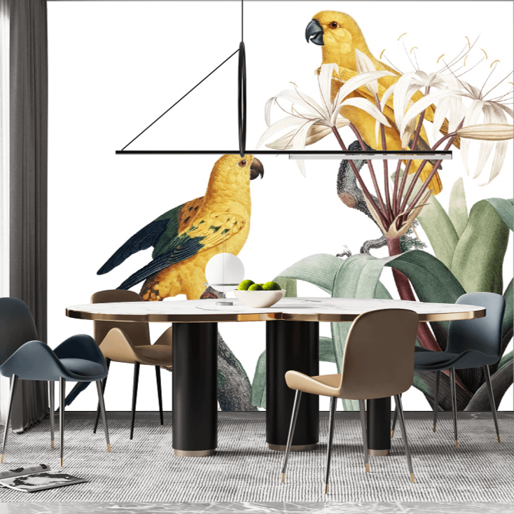 Yellow Parrots Mural Wallpaper (SqM)