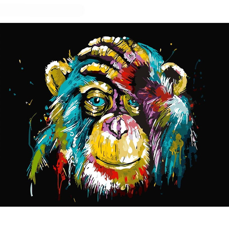 DIY Paint By Numbers - Colorful Monkey Painting Canvas