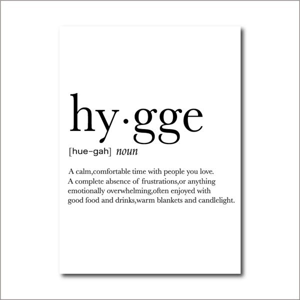 Hygge Lagom Definition Minimalist Nordic Canvas Print | Black White Scandinavian Lifestyle Quotes Posters For Modern Home Office