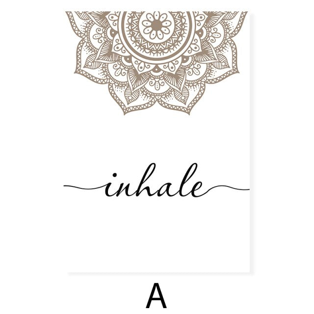 Scandinavian Floral Mandala Wall Art Inhale Exhale Quotation Posters For Meditation Yoga Inspirational Minimalist Nordic Canvas Print Home Decor