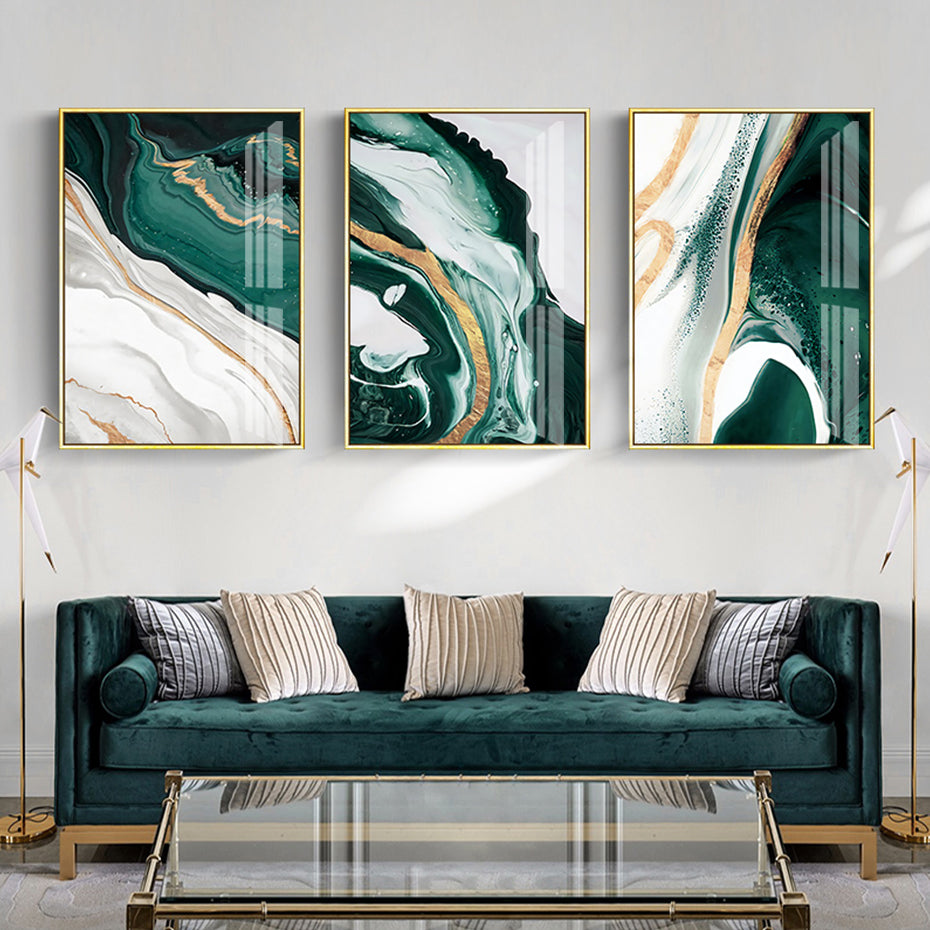 Liquid Green Marble Abstract Wall Art Fine Art Canvas Prints Nordic Pictures For Living Room Dining Room Office Interior Decor
