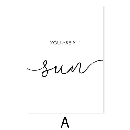 My Sun My Moon My Stars Quote Canvas Prints Black White Minimalist Nordic Style Wall Art Decor