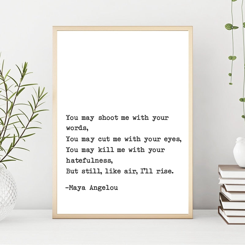 Still I Rise Quote By Maya Angelou Typewritten Canvas Print Inspirational Quotations Posters