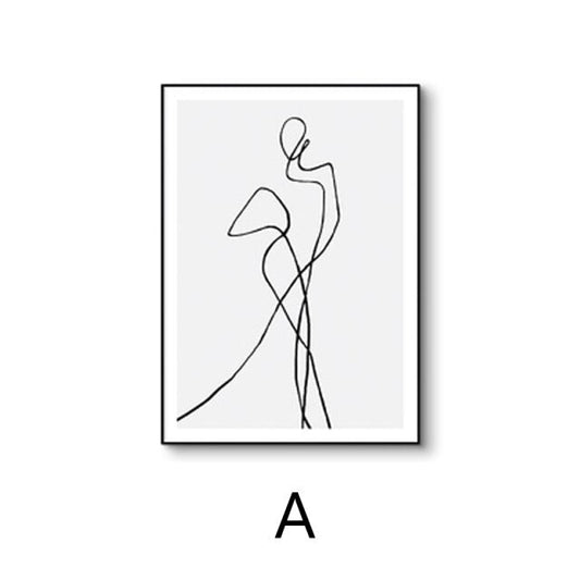 Minimalist Black & White Figures Line Art Canvas Prints Modern Pictures For Bedroom Simple Wall Art Decor