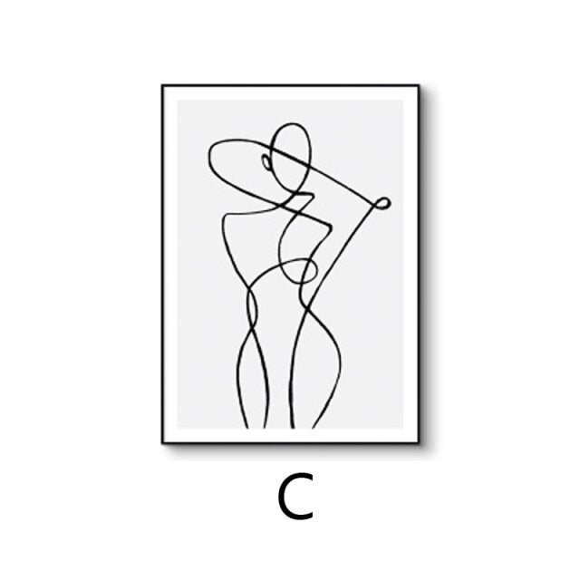 Minimalist Black & White Figures Line Art Canvas Prints Modern Pictures For Bedroom Simple Wall Art Decor