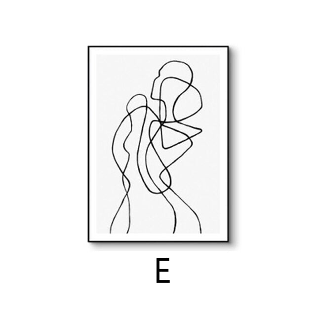 Minimalist Black & White Figures Line Art Canvas Prints Modern Pictures For Bedroom Simple Wall Art Decor