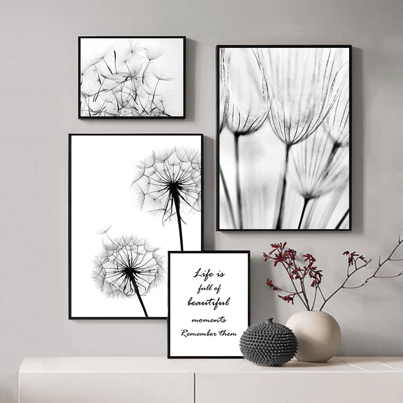 Minimalist Dandelion Flowers Wall Art Motivational Quote Fine Art Canvas Prints Modern Black White Posters For Nordic Living Room Scandinavian Home Decor