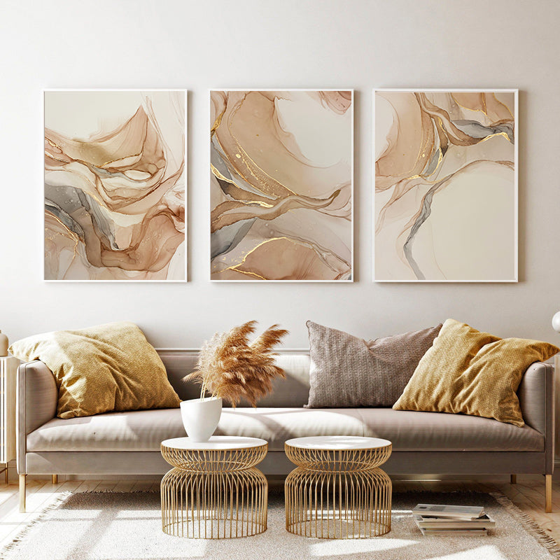 Modern Abstract Beige Marble Canvas Print Wall Art Fine Art Pictures For Living Room Dining Room Bedroom Nordic Style Home Decor