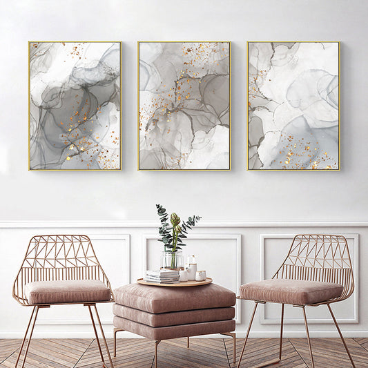 Gray Golden Marble Print Wall Art Fine Art Canvas Prints Modern Abstract For Luxury Living Room Dining Room Home Office Decor