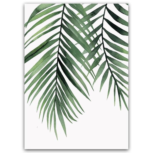 Watercolor Green Leaves Wall Art