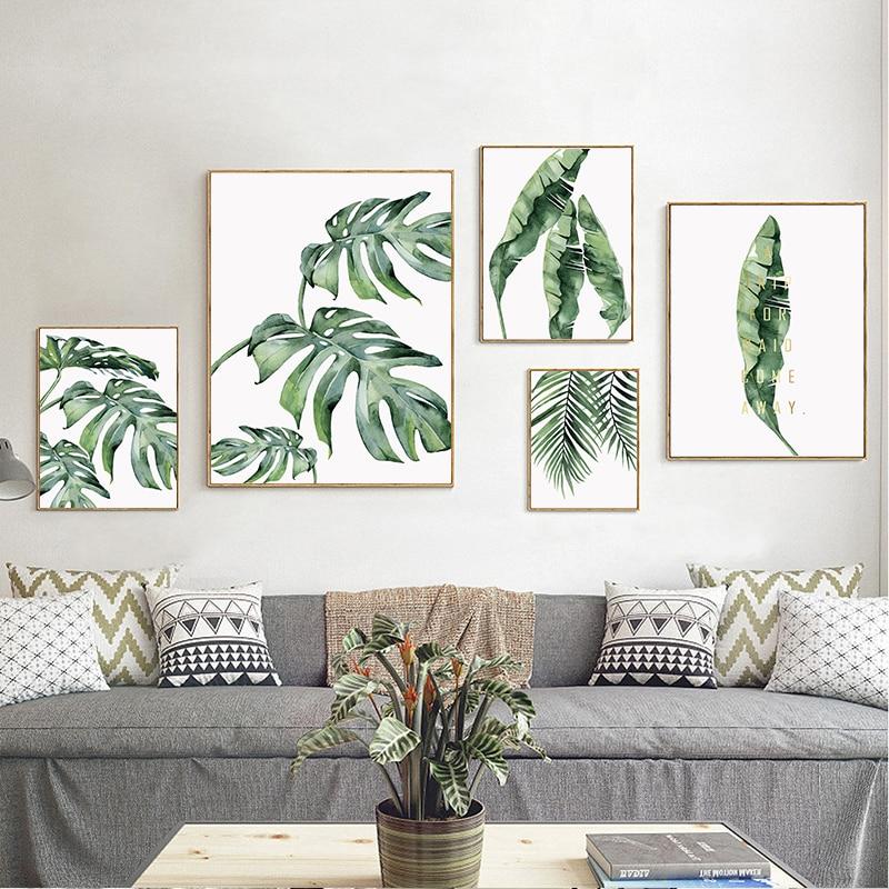 Watercolor Green Leaves Wall Art