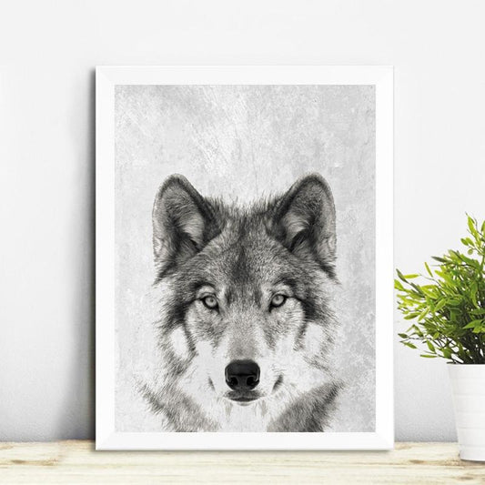 Wolf. B&W Photo Canvas Print