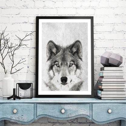 Wolf. B&W Photo Canvas Print