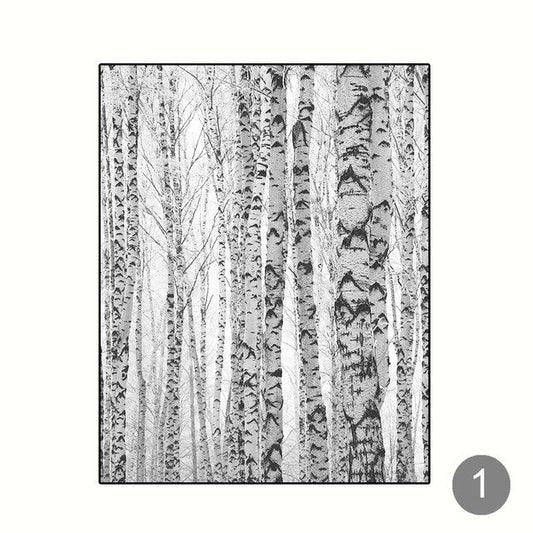 Black And White Scandinavian Winter Woodland Canvas Prints | Nature Deer Silver Birch Forest Wall Art For Living Room Dining Room Décor