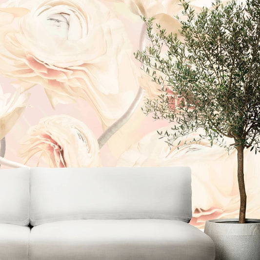 Pastel Large Flowers Mural Wallpaper (SqM)