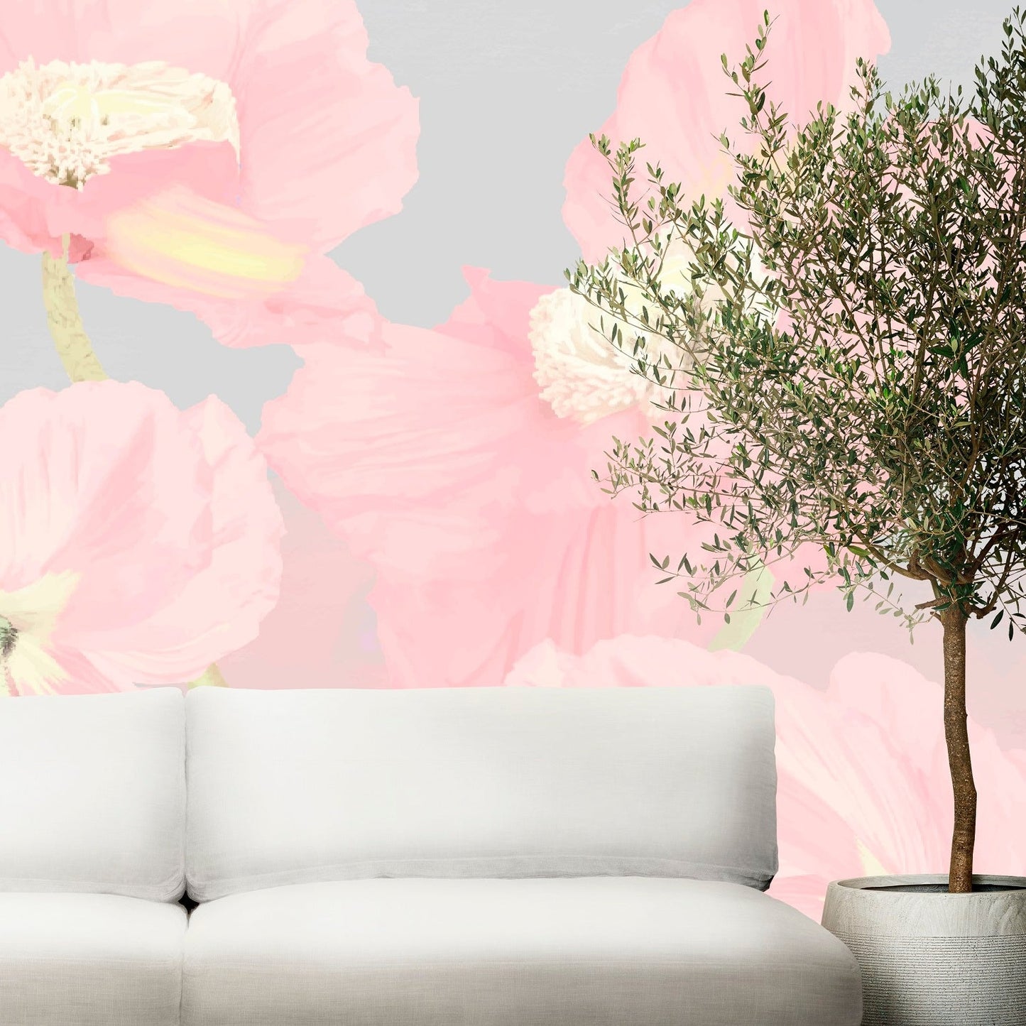 Large Pastel Poppies Mural Wallpaper (SqM)